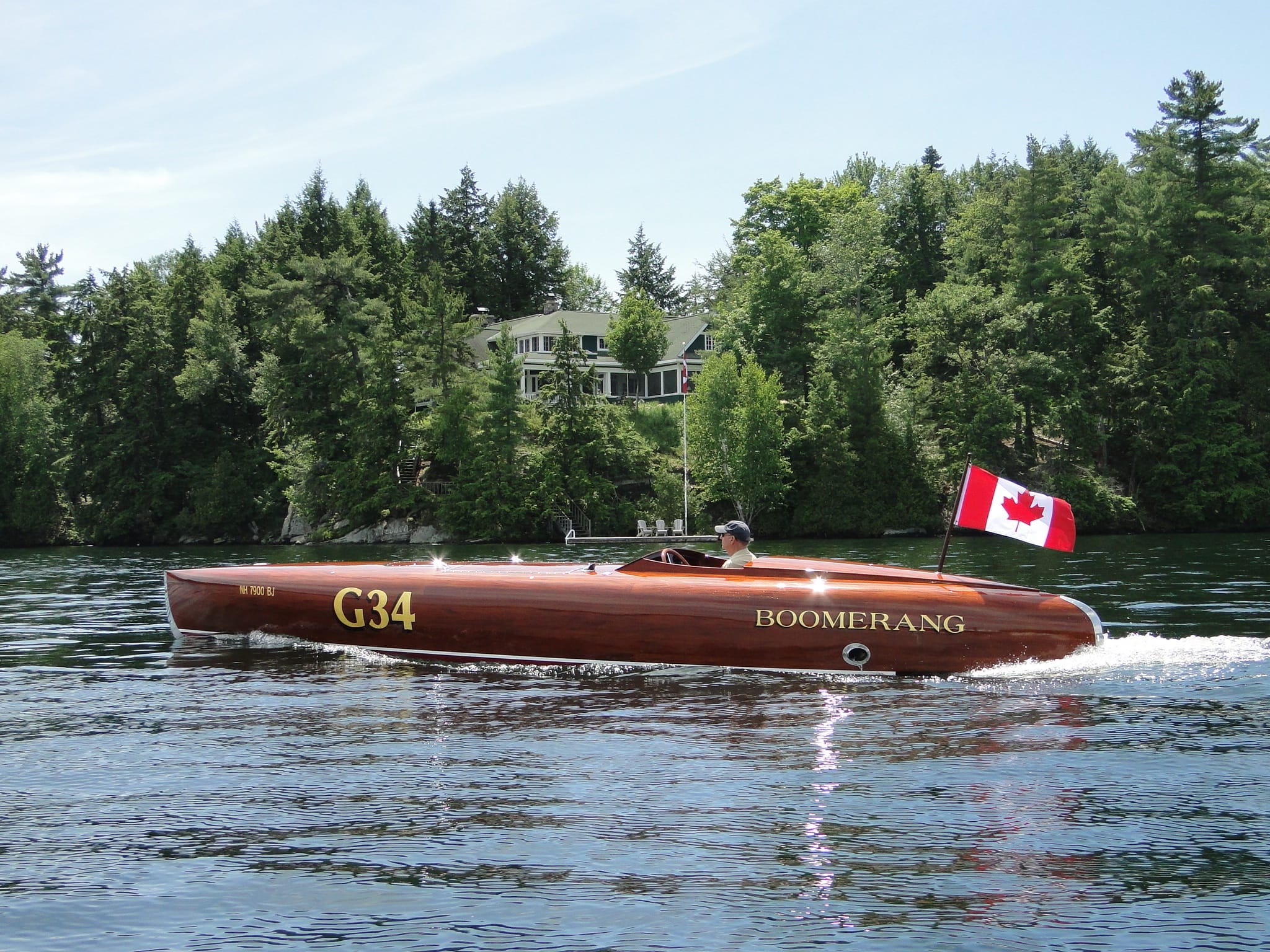 Port view of Boomerang gliding on the lake
