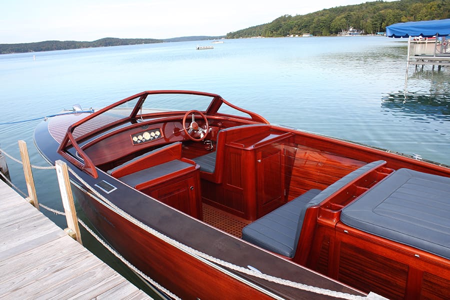 Beautiful mahogany and leather interior of After Five