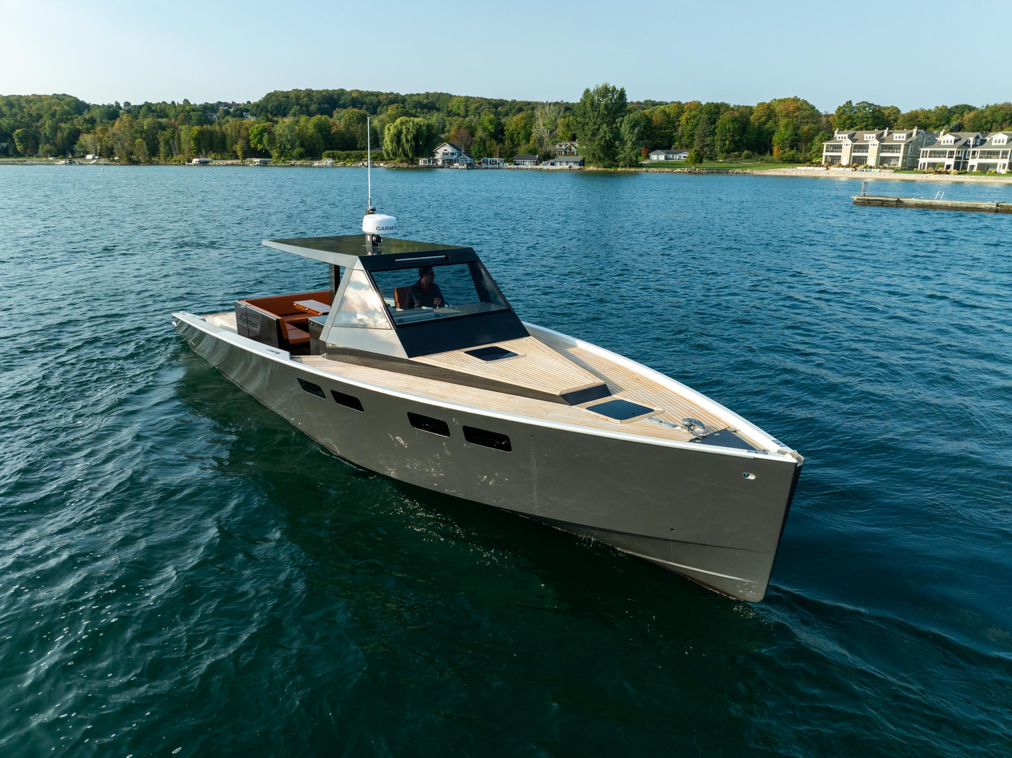 Starboard view of Chiara on Lake Charlevoix