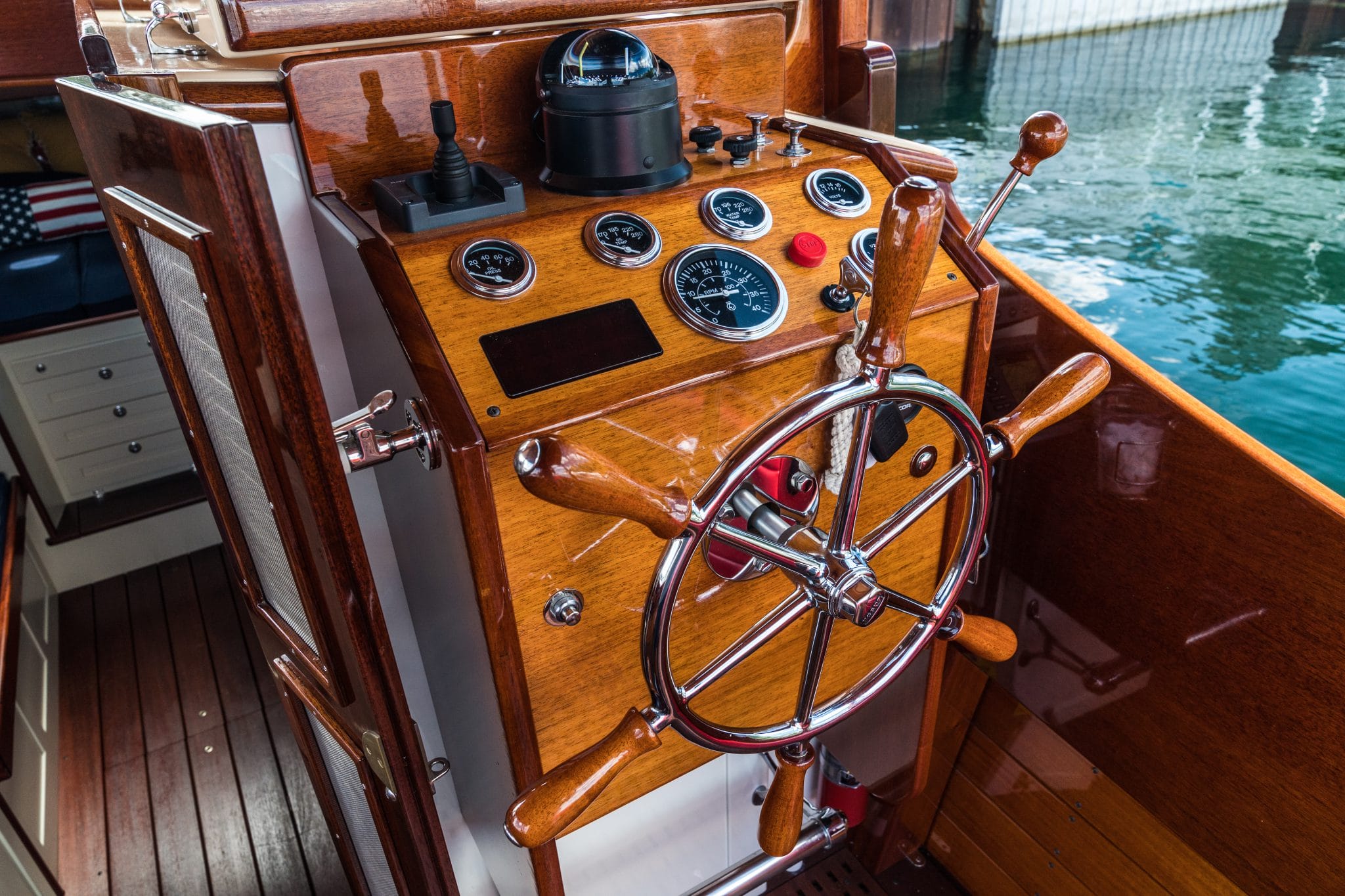 Traditional craftsmanship on steering wheel of Dragonfly