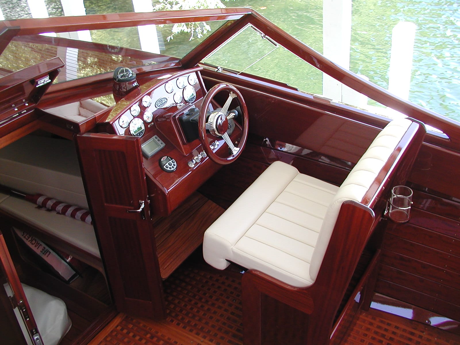 Custom leather seating at the helm of Chocolate Chip 3