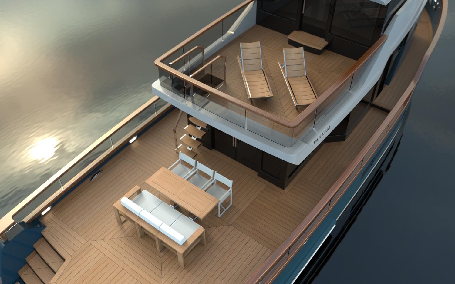 Top-down view of Van Dam 70' Trawler